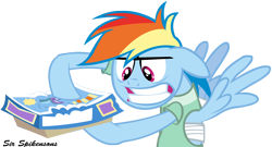 Size: 3000x1623 | Tagged: safe, artist:sirspikensons, rainbow dash, pegasus, pony, g4, read it and weep, season 2, battlecloud, board game, female, floppy ears, gritted teeth, rainbow dash is best facemaker, simple background, transparent background, vector