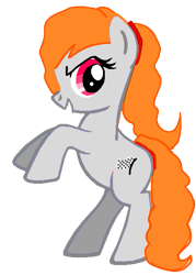 Size: 415x581 | Tagged: safe, artist:gingersupercar, oc, oc only, oc:finish line (gingersupercar), oc:victoria blaze, earth pony, pony, 2022 community collab, derpibooru community collaboration, g4, determined look, earth pony oc, female, full body, hooves, mare, open mouth, rearing, side view, simple background, solo, tail, transparent background