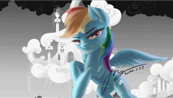 Size: 2666x1500 | Tagged: safe, artist:musical ray, rainbow dash, pegasus, pony, g4, backwards cutie mark, chicago, grand theft auto, gta iv, musical, solo