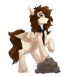 Size: 1318x1377 | Tagged: safe, artist:star-theft, oc, pegasus, pony, chest fluff, male, necktie, rock, simple background, solo, stallion, transparent background