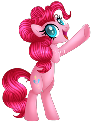 Size: 802x1078 | Tagged: safe, artist:kimmyartmlp, pinkie pie, earth pony, pony, g4, female, rearing, simple background, solo, transparent background