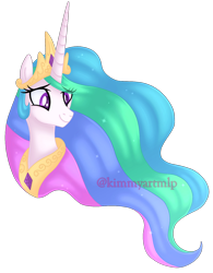 Size: 1163x1492 | Tagged: safe, artist:kimmyartmlp, princess celestia, pony, g4, bust, female, simple background, solo, transparent background