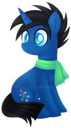 Size: 912x1642 | Tagged: safe, artist:kimmyartmlp, oc, oc only, oc:aj, oc:theoneaj, pony, unicorn, clothes, male, scarf, simple background, solo, transparent background