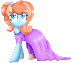 Size: 2615x2298 | Tagged: safe, artist:kimmyartmlp, oc, oc only, oc:frosty, pony, clothes, dress, female, high res, simple background, solo, transparent background