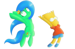 Size: 5326x3480 | Tagged: safe, artist:kimmyartmlp, oc, human, pegasus, pony, bart simpson, bipedal, crossover, derp, duo, female, male, pegasus oc, simple background, the simpsons, transparent background