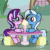 Size: 1000x1000 | Tagged: safe, artist:sugar morning, starlight glimmer, trixie, pony, unicorn, g4, animated, blinking, blushing, cute, cutie mark, daaaaaaaaaaaw, diabetes, diatrixes, duo, duo female, eye contact, eye shimmer, eyelashes, female, floating heart, food, gif, glimmerbetes, hay, hay bale, heart, hnnng, horn, lesbian, looking at each other, looking at someone, loop, mare, milkshake, mlem, outdoors, ponyville, sharing a drink, ship:startrix, shipping, silly, sitting, sugar morning is trying to murder us, table, tail, tongue out, weapons-grade cute