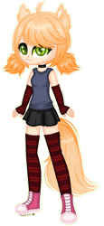Size: 680x1480 | Tagged: safe, artist:fantarianna, oc, oc only, equestria girls, g4, clothes, converse, female, fingerless gloves, gloves, ponied up, shoes, simple background, skirt, smiling, sneakers, transparent background