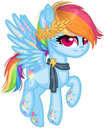 Size: 656x806 | Tagged: safe, artist:fantarianna, rainbow dash, pegasus, pony, g4, clothes, ear piercing, eyelashes, female, flying, mare, piercing, raised hoof, scarf, simple background, smiling, transparent background, wings