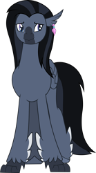 Size: 1470x2650 | Tagged: safe, artist:don't mind me, derpibooru exclusive, oc, oc only, hippogriff, 2022 community collab, derpibooru community collaboration, ear piercing, earring, front view, full body, hippogriff oc, jewelry, male, piercing, show accurate, simple background, solo, transparent background