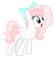 Size: 394x417 | Tagged: safe, artist:sugarcubecreationz, oc, oc:sweetheart, pony, unicorn, bow, female, hair bow, mare, simple background, solo, white background