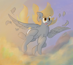 Size: 2000x1800 | Tagged: safe, artist:nannynonads, derpy hooves, pegasus, pony, g4, :p, cloud, female, flying, mare, solo, tongue out