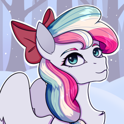 Size: 2000x2000 | Tagged: safe, artist:tanatos, oc, oc only, oc:skysorbet, pegasus, pony, bust, female, high res, mare, simple background, solo, winter