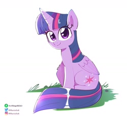 Size: 1725x1578 | Tagged: safe, artist:mar0x8, twilight sparkle, alicorn, pony, g4, cute, female, looking at you, mare, simple background, sitting, smiling, solo, twiabetes, twilight sparkle (alicorn), white background