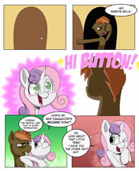 Size: 3000x3700 | Tagged: safe, artist:begoliah, button mash, sweetie belle, earth pony, pony, unicorn, comic:crusaders, comic, cutie mark crusaders, female, male