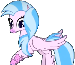 Size: 320x279 | Tagged: safe, edit, edited screencap, screencap, silverstream, classical hippogriff, hippogriff, g4, uprooted, background removed, female, flying, looking left, mare, pink skin, png, sad, simple background, solo, transparent background