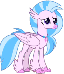Size: 454x524 | Tagged: safe, edit, edited screencap, screencap, silverstream, classical hippogriff, hippogriff, g4, background removed, female, looking right, mare, pink skin, png, sad, simple background, solo, standing, transparent background