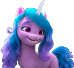 Size: 836x768 | Tagged: safe, edit, edited screencap, screencap, izzy moonbow, pony, unicorn, g5, growing pains, my little pony: make your mark, my little pony: make your mark chapter 2, spoiler:my little pony: make your mark chapter 2, spoiler:mymc02e02, 3d, background removed, blue mane, female, mare, open mouth, png, purple eyes, simple background, solo, transparent background