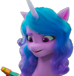Size: 751x768 | Tagged: safe, edit, edited screencap, screencap, izzy moonbow, pony, unicorn, g5, growing pains, my little pony: make your mark, my little pony: make your mark chapter 2, spoiler:my little pony: make your mark chapter 2, spoiler:mymc02e02, 3d, background removed, blue mane, cellphone, female, mare, phone, png, purple eyes, simple background, solo, transparent background