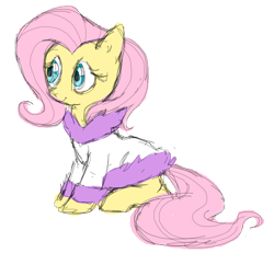Size: 1486x1374 | Tagged: safe, artist:shira-hedgie, fluttershy, pony, g4, 2012, bathrobe, clothes, female, mare, old art, robe, simple background, sitting, sketch, solo, transparent background