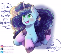 Size: 2048x1832 | Tagged: safe, artist:bella_buttercup, misty brightdawn, pony, unicorn, g5, crying, depressed, duality, female, happy, mare, simple background, solo, starry eyes, white background, wingding eyes