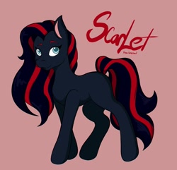 Size: 1697x1637 | Tagged: safe, artist:mscolorsplash, earth pony, pony, crossover, female, horseland, looking at you, mare, ponified, red background, scarlet (horseland), simple background, smiling, smiling at you, solo