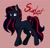 Size: 1697x1637 | Tagged: safe, artist:mscolorsplash, earth pony, pony, crossover, female, horseland, looking at you, mare, ponified, red background, scarlet (horseland), simple background, smiling, smiling at you, solo