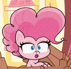 Size: 443x431 | Tagged: safe, screencap, pinkie pie, earth pony, pony, badge of shame, g4.5, my little pony: pony life, animated, cropped, cute, diapinkes, female, gif, mare, solo, surprised