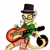Size: 468x468 | Tagged: safe, artist:liaaqila, oc, oc only, oc:myoozik the dragon, dragon, bracelet, brown eyes, clothes, commission, dragon oc, earbuds, electric guitar, fangs, folded wings, glasses, green shirt, guitar, guitar pick, hat, jewelry, les paul, male, male dragon, musical instrument, necklace, non-pony oc, pants, playing instrument, shorts, simple background, smiling, solo, tail, top hat, traditional art, white background, wings