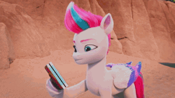 Size: 1280x720 | Tagged: safe, screencap, pipp petals, zipp storm, pegasus, pony, g5, my little pony: make your mark, my little pony: make your mark chapter 2, portrait of a princess, spoiler:g5, spoiler:my little pony: make your mark chapter 2, spoiler:mymc02e03, animated, beach, cellphone, duckface, female, mare, phone, pose, royal sisters (g5), sand, selfie, siblings, sisters, sound, stretching, unamused, upset, webm