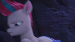 Size: 1280x712 | Tagged: safe, screencap, pipp petals, zipp storm, pegasus, pony, g5, my little pony: make your mark, my little pony: make your mark chapter 2, portrait of a princess, spoiler:g5, spoiler:my little pony: make your mark chapter 2, spoiler:mymc02e03, angry, animated, argument, cave, cellphone, dark, faic, female, hoof pointing, mare, phone, pointing, royal sisters (g5), rubble, siblings, sisters, sound, trapped, upset, webm