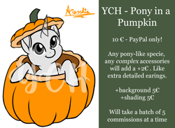Size: 3000x2200 | Tagged: safe, artist:aresshia, pony, commission, halloween, high res, holiday, pony in a pumpkin, solo, your character here
