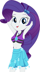 Size: 1485x2634 | Tagged: safe, artist:marcorulezzz, rarity, human, equestria girls, equestria girls specials, g4, my little pony equestria girls: better together, my little pony equestria girls: forgotten friendship, arm behind head, armpits, belly button, clothes, cute, female, geode of shielding, looking at you, magical geodes, raribetes, rarity's blue sarong, rarity's purple bikini, sarong, simple background, solo, swimsuit, transparent background