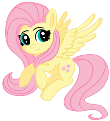 Size: 1024x1133 | Tagged: safe, artist:starsongdusk, fluttershy, pegasus, pony, g4, aside glance, deviantart watermark, female, flying, looking at you, mare, obtrusive watermark, simple background, smiling, smiling at you, solo, spread wings, three quarter view, transparent background, watermark, wings
