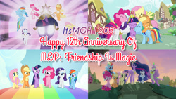 Size: 3416x1920 | Tagged: safe, edit, edited screencap, editor:itsmgh1203, screencap, applejack, fluttershy, pinkie pie, rainbow dash, rarity, spike, twilight sparkle, alicorn, dragon, earth pony, pegasus, pony, unicorn, mlp fim's twelfth anniversary, all bottled up, friendship is magic, g4, magical mystery cure, season 1, season 3, season 7, season 9, the last problem, ^^, a true true friend, animation error, anniversary, anniversary art, applejack's hat, best friends until the end of time, big crown thingy, cowboy hat, crown, cute, dashabetes, diapinkes, element of generosity, element of honesty, element of kindness, element of laughter, element of loyalty, element of magic, elements of harmony, eyes closed, female, gigachad spike, glowing, glowing eyes, grin, group hug, happy birthday mlp:fim, hat, hug, jackabetes, jewelry, male, mane seven, mane six, mare, older, older applejack, older fluttershy, older mane seven, older mane six, older pinkie pie, older rainbow dash, older rarity, older spike, older twilight, older twilight sparkle (alicorn), open mouth, open smile, princess twilight 2.0, raribetes, regalia, shyabetes, smiling, spread wings, the magic of friendship grows, twiabetes, twilight sparkle (alicorn), wall of tags, winged spike, wings