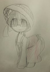 Size: 1078x1553 | Tagged: safe, artist:maren, oc, oc only, earth pony, pony, 2013, clothes, doodle, dress, female, hanbok, hat, lunar new year, mare, old art, solo, traditional art