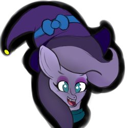 Size: 5000x5000 | Tagged: safe, artist:houndy, oc, oc only, oc:jester quinn, bat pony, bat pony oc, bow, clothes, costume, cute, eyeliner, eyeshadow, fangs, halloween, halloween costume, happy, hat, makeup, simple background, smiling, solo, spooky, transparent background, witch, witch hat