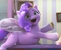 Size: 1159x948 | Tagged: safe, screencap, pipp petals, pegasus, pony, ali-conned, g5, my little pony: make your mark, my little pony: make your mark chapter 2, spoiler:my little pony: make your mark chapter 2, spoiler:mymc02e04, adorapipp, cropped, cute, female, mare, offscreen character, pipp petals is best facemaker, solo