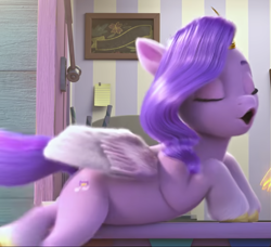 Size: 1071x977 | Tagged: safe, screencap, pipp petals, pegasus, pony, ali-conned, g5, my little pony: make your mark, my little pony: make your mark chapter 2, spoiler:my little pony: make your mark chapter 2, spoiler:mymc02e04, adorapipp, cropped, cute, eyes closed, female, mare, open mouth, solo