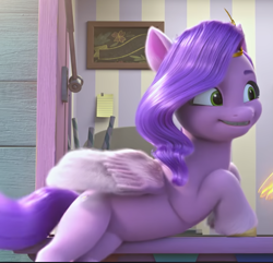 Size: 1047x1010 | Tagged: safe, screencap, pipp petals, pegasus, pony, ali-conned, g5, my little pony: make your mark, my little pony: make your mark chapter 2, spoiler:my little pony: make your mark chapter 2, spoiler:mymc02e04, adorapipp, belly, cropped, cute, female, mare, smiling, solo