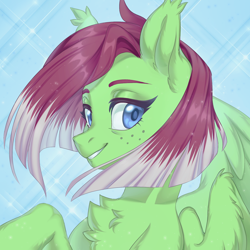 Size: 1700x1700 | Tagged: safe, artist:ls_skylight, oc, oc:watermelon success, pegasus, pony, bust, chest fluff, commission, freckles, looking at you, portrait, smiling