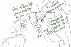 Size: 1800x1200 | Tagged: safe, artist:redahfuhrerking, arizona (tfh), texas (tfh), bull, cow, comic:arizona learns how to read, them's fightin' herds, community related, father and child, father and daughter, female, lineart, male, text