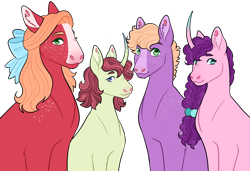 Size: 1280x873 | Tagged: safe, artist:s0ftserve, big macintosh, little mac, sugar belle, oc, oc:apple turnover, earth pony, pony, unicorn, g4, female, male, mare, offspring, older, orchard blossom, parent:big macintosh, parent:sugar belle, parents:sugarmac, ship:sugarmac, shipping, simple background, stallion, sugarblossom, trans female, transgender, transparent background