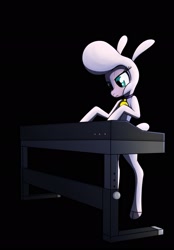 Size: 1423x2048 | Tagged: safe, artist:thescornfulreptilian, pom (tfh), sheep, them's fightin' herds, bell, bell collar, bipedal, cloven hooves, collar, colored, community related, electric piano, female, musical instrument, piano