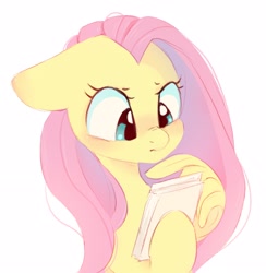 Size: 2780x2848 | Tagged: safe, artist:melodylibris, fluttershy, pegasus, pony, g4, bust, ears back, feather fingers, female, floppy ears, furrowed brow, high res, looking at something, mare, nose wrinkle, paper, scrunchy face, simple background, solo, thinking, three quarter view, white background, wing hands, wings