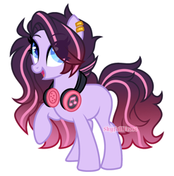 Size: 1550x1570 | Tagged: safe, artist:skyfallfrost, oc, oc only, earth pony, pony, female, headphones, mare, simple background, solo, transparent background