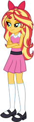 Size: 2352x8378 | Tagged: safe, artist:emeraldblast63, sunset shimmer, human, equestria girls, g4, bare shoulders, blossom (powerpuff girls), bow, clothes, cosplay, costume, dress, mary janes, shoes, simple background, skirt, sleeveless, solo, the powerpuff girls, transparent background