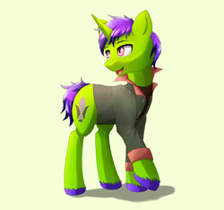 Size: 3200x3000 | Tagged: safe, artist:nihithebrony, oc, oc:neon kitbash, pony, unicorn, clothes, gundam, high res, jacket, male, stallion