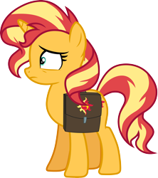 Size: 3000x3376 | Tagged: safe, artist:cloudy glow, sunset shimmer, pony, unicorn, equestria girls, equestria girls specials, g4, my little pony equestria girls: better together, my little pony equestria girls: forgotten friendship, bag, female, high res, mare, saddle bag, simple background, solo, transparent background, vector