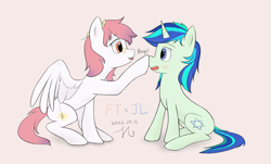 Size: 3209x1936 | Tagged: safe, artist:jade luster, oc, oc:jade luster, oc:芳棠, pegasus, pony, unicorn, boop, cute, fimtale