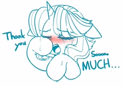 Size: 3401x2384 | Tagged: safe, artist:maren, oc, oc only, oc:techy twinkle, pony, unicorn, 2020, blushing, bust, crying, dialogue, eyes closed, high res, old art, open mouth, solo, wiping tears